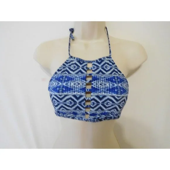 La Blanca Bikini Size 10 Top Indigo White Swimwear New High Neck  MenWomenStyles - Picture 4 of 12